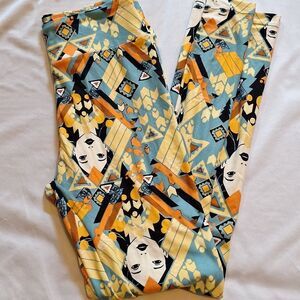 Disney lularoe leggings yellow high waist one size stretchie pants